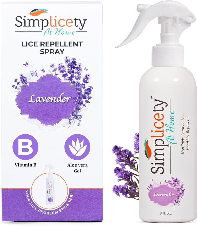 SIMPLICETY ® Lice Prevention Spray for Kids Hair (8 Fl Oz), All Natural Ingredients Lice Spray Treatment, Highly Effective Against Head Lice, Terminates Eggs, and Nits from All Hairs (Lavender) - Image 1